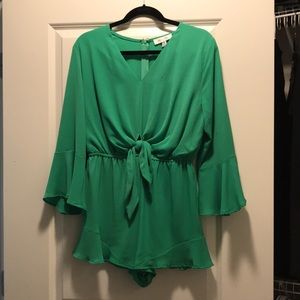 She & Sky shamrock green romper